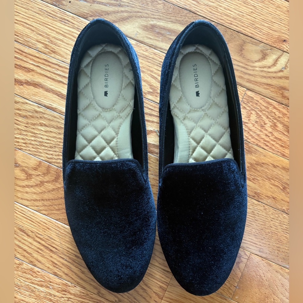 Birdies Starling Black Velvet Slip-Ons